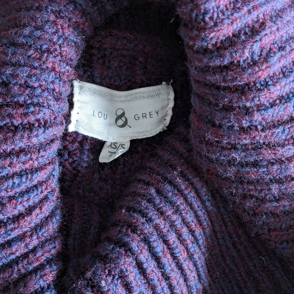 Lou & Grey Purple Blue Turtleneck Batwing Sleeve Knit Sweater - Picture 7 of 7